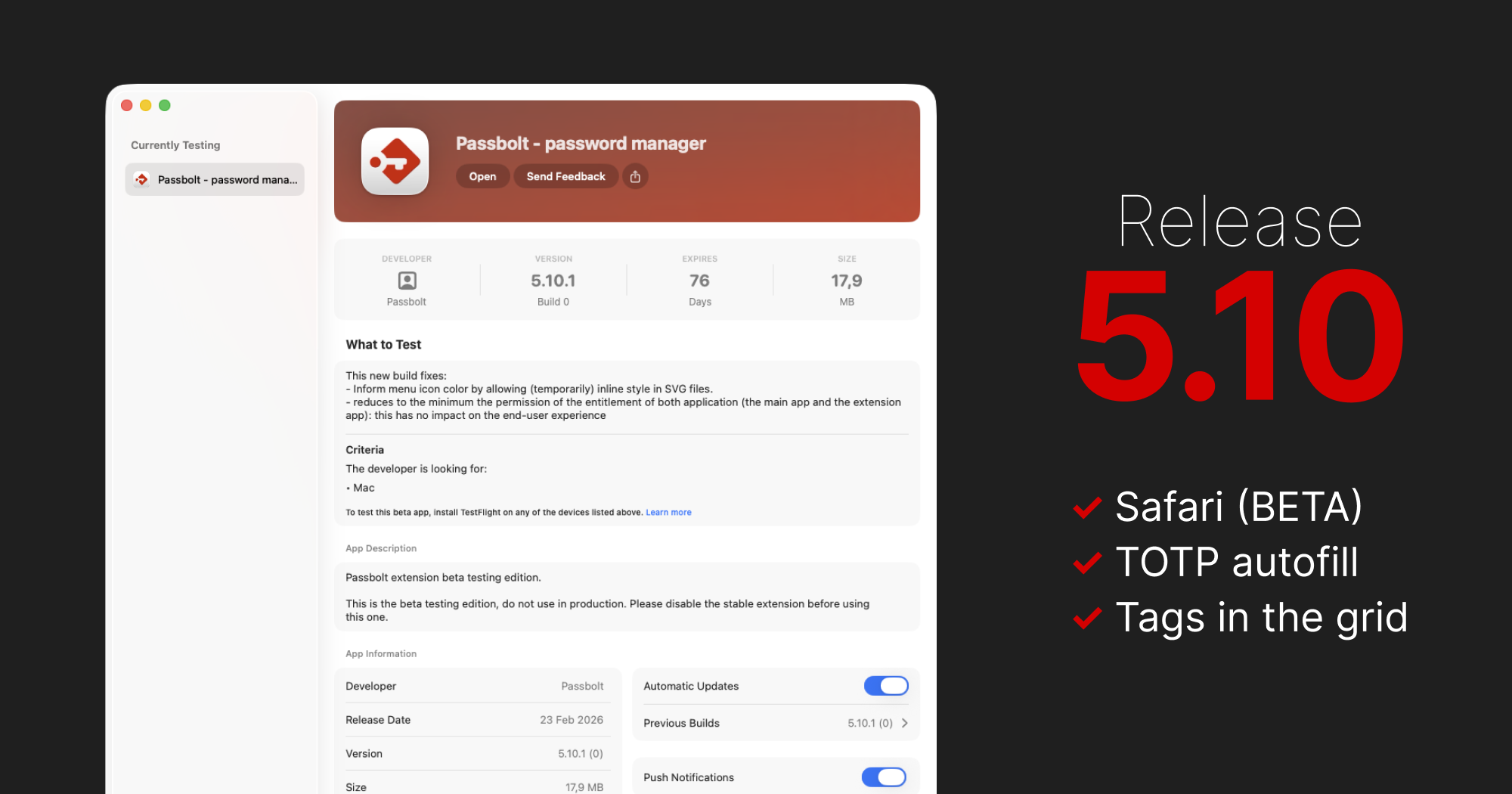 Passbolt Release Note: 5.10.0 - You've Got the Love | Browser Extension & API