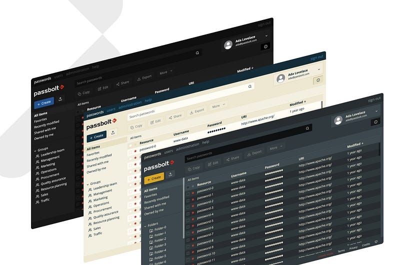 Screenshots of passbolts themes