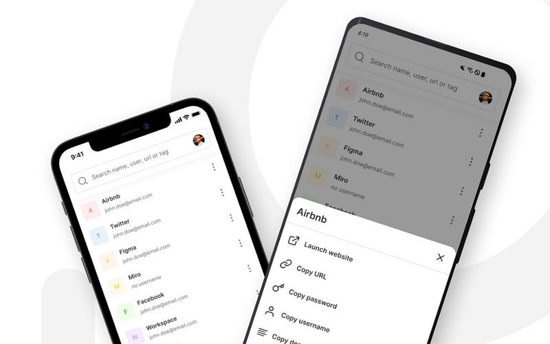 Screenshots of passbolt mobile applications.