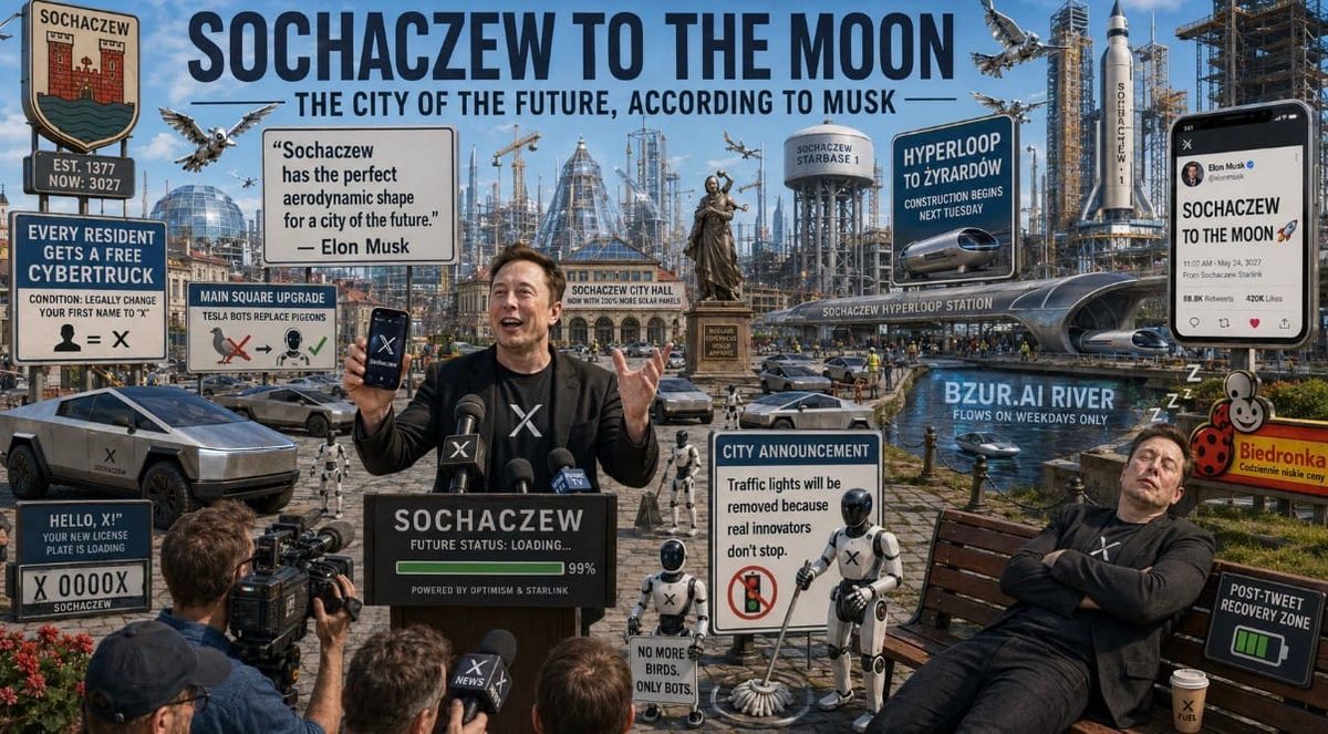 BREAKING: Elon Musk has purchased Sochaczew and announced plans to turn it into the world’s first fully autonomous city