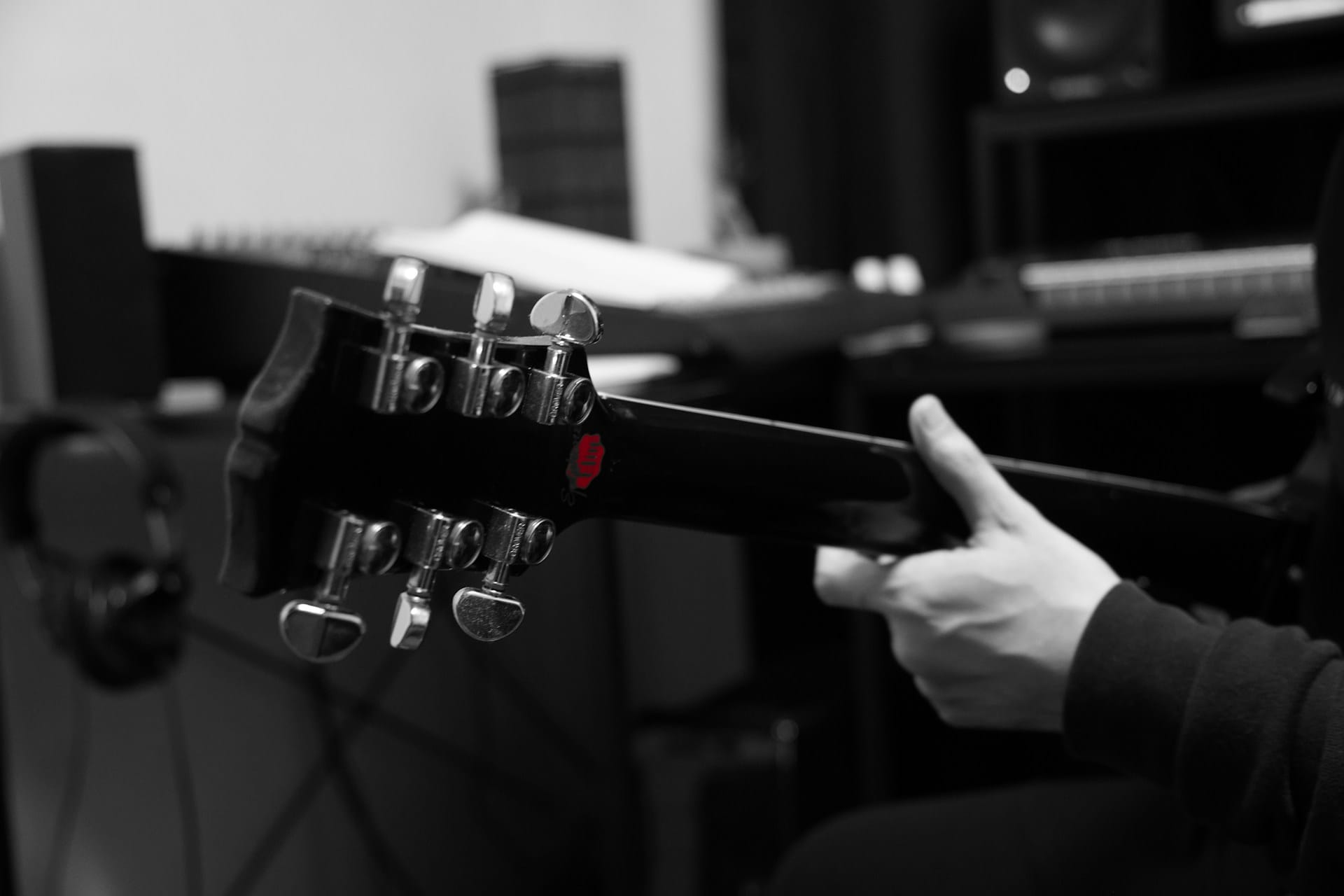 Person engaging in guitar practice