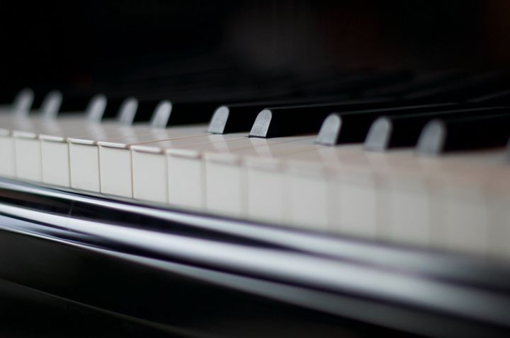 Close up of keys on piano keyboard