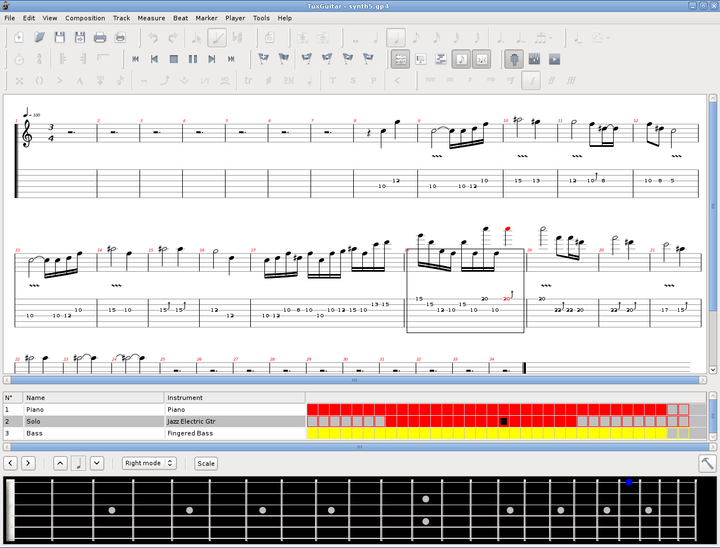 The main window of TuxGuitar software
