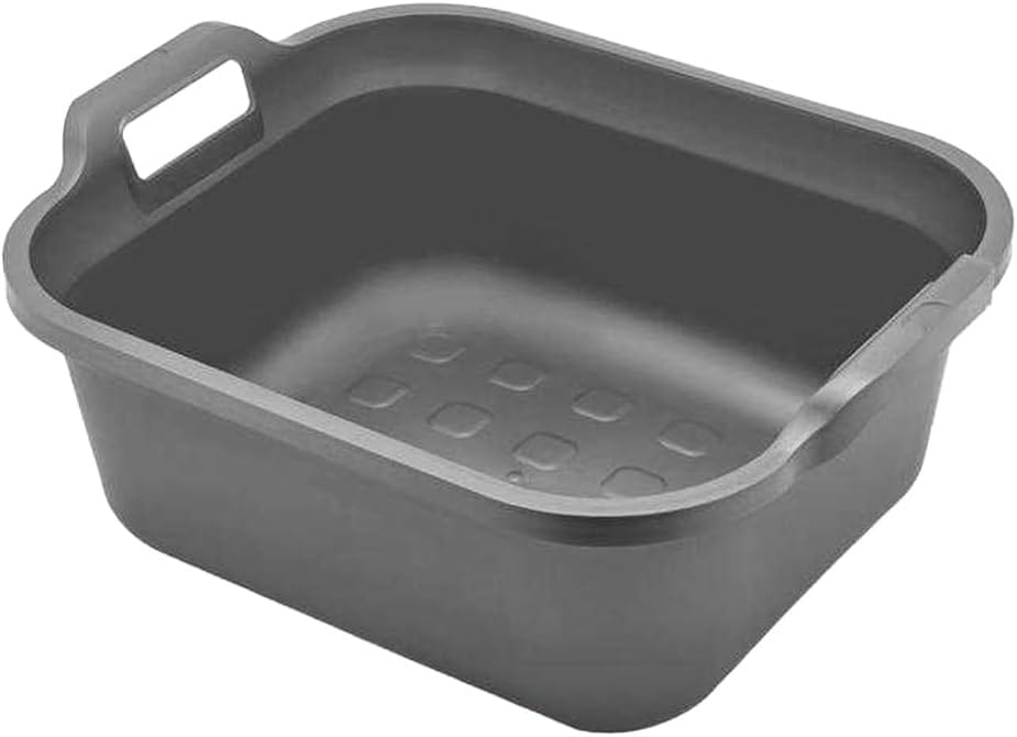 A grey washing up bowl.