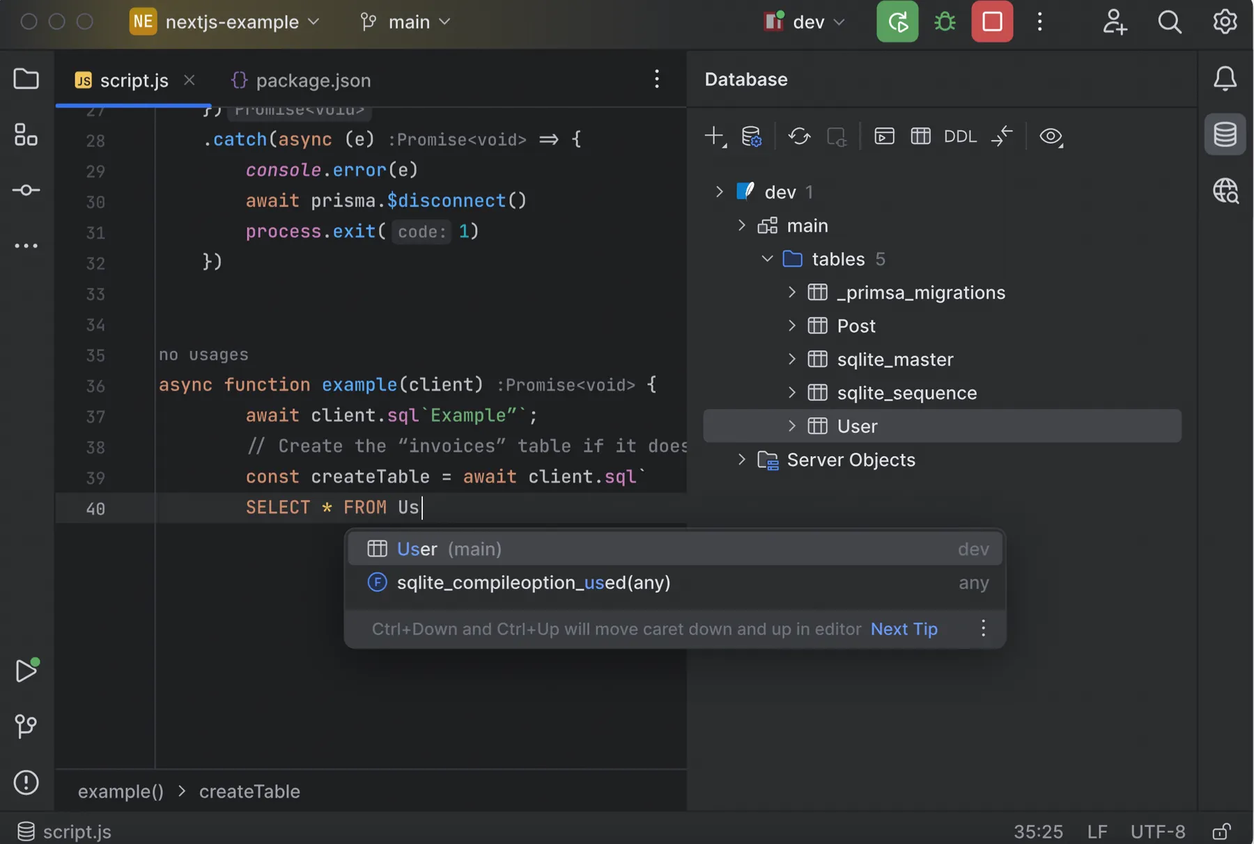 a screenshot of a javascript application under development in jetbrains' IDE