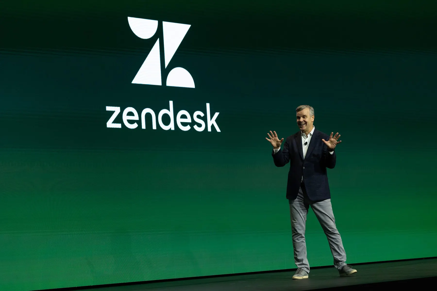 Zendesk CEO Tom Eggemeier on stage at Zendesk's relate event