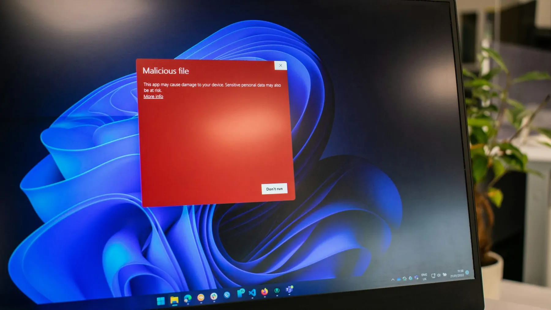 A malicious file pop up on a Windows laptop. ClearFake uses fake pop ups to prompt users to run infected code