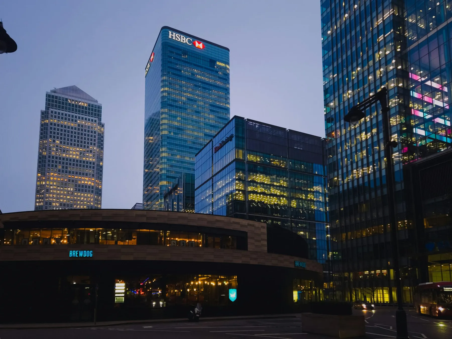 A HSBC office building at Canary Wharf, London