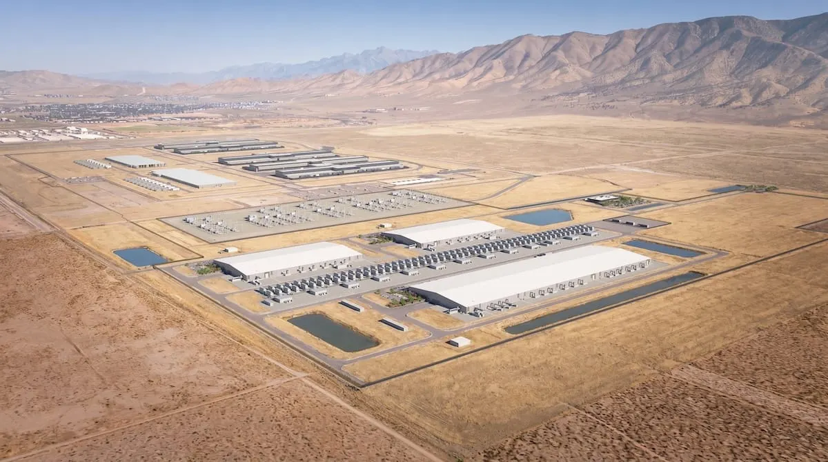 A aerial-view rendering of Meta's expansion plan for its Eagle Mountain data-center complex in Utah. 