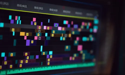 A video editing timeline. Alibaba's video model offers AI generated video and editing 