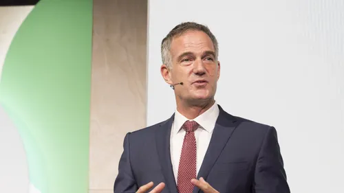 Technology Secretary speaks on stage at Google Cloud's London Summit, discussing a new partnership with the company on tech upskilling and transformation