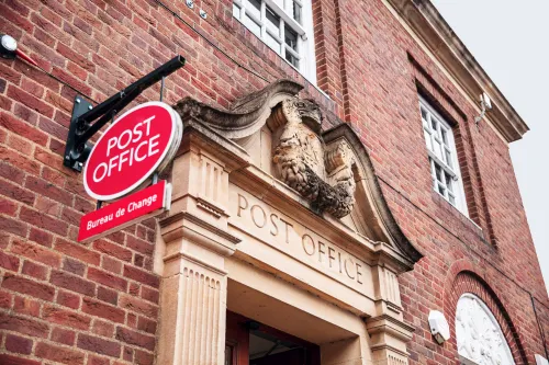 The entrance to a UK Post Office branch