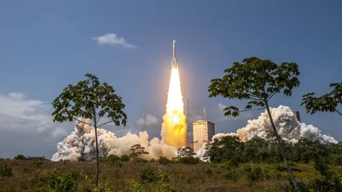 A rocket launch carrying Amazon Leo satellites