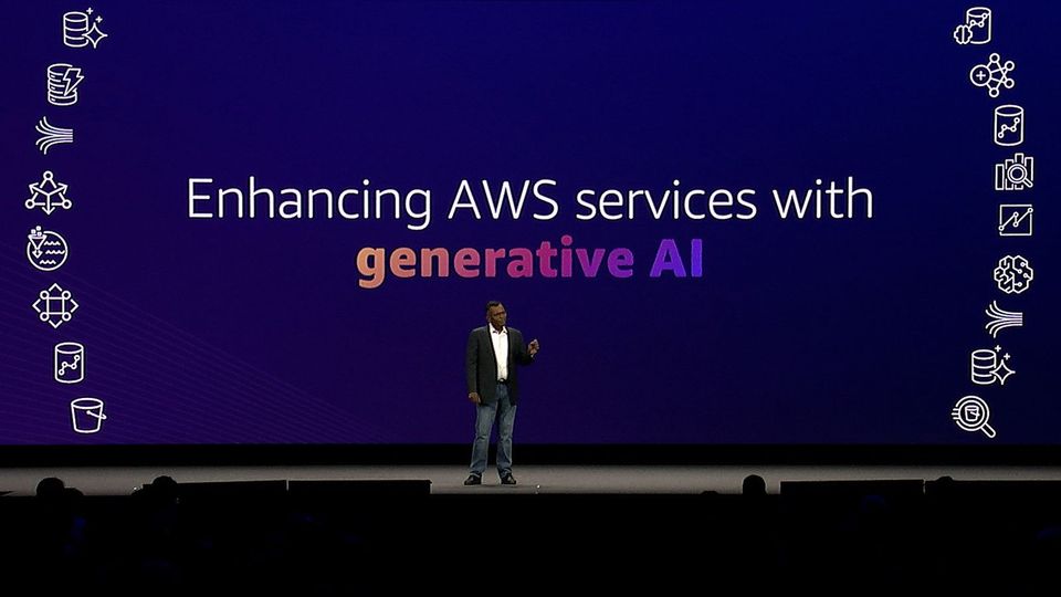 AWS's Swami Sivasubramanian introduces new AI services at the AWS Summit in New York.