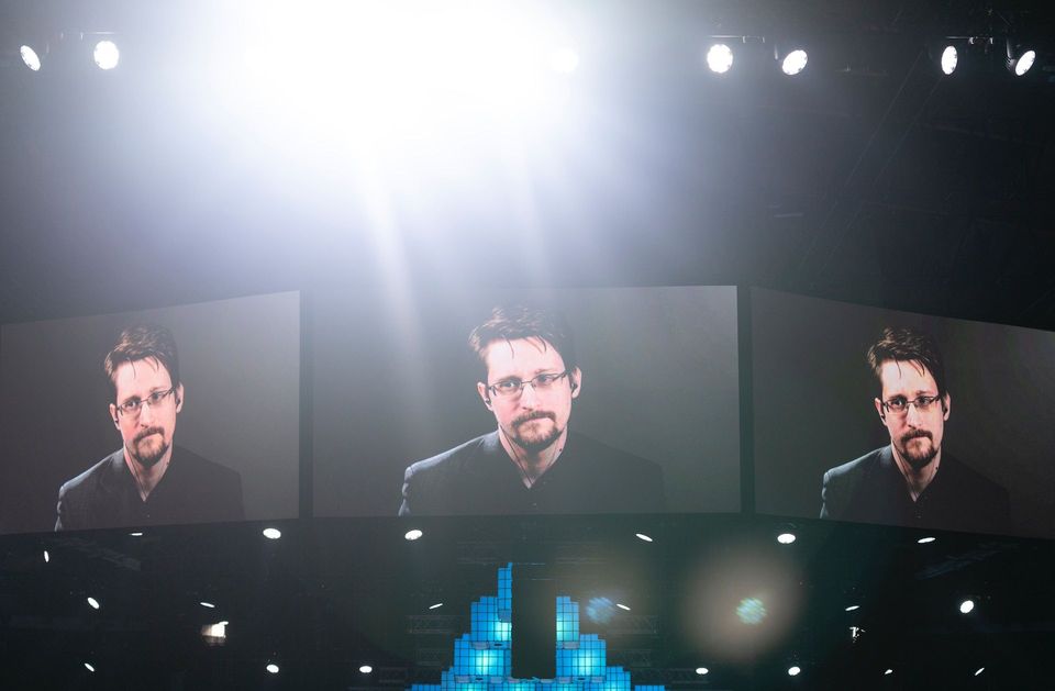 Edward Snowden speaking at Websummit 2019 in Lisbon, Portugal. 
