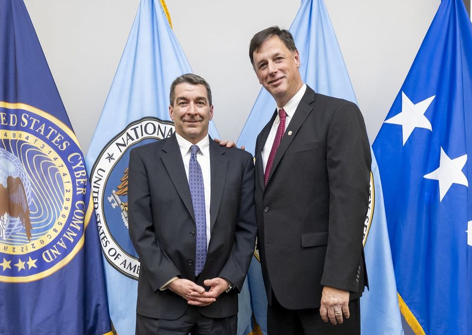 New NSA cybersecurity director Dave Luber (left)