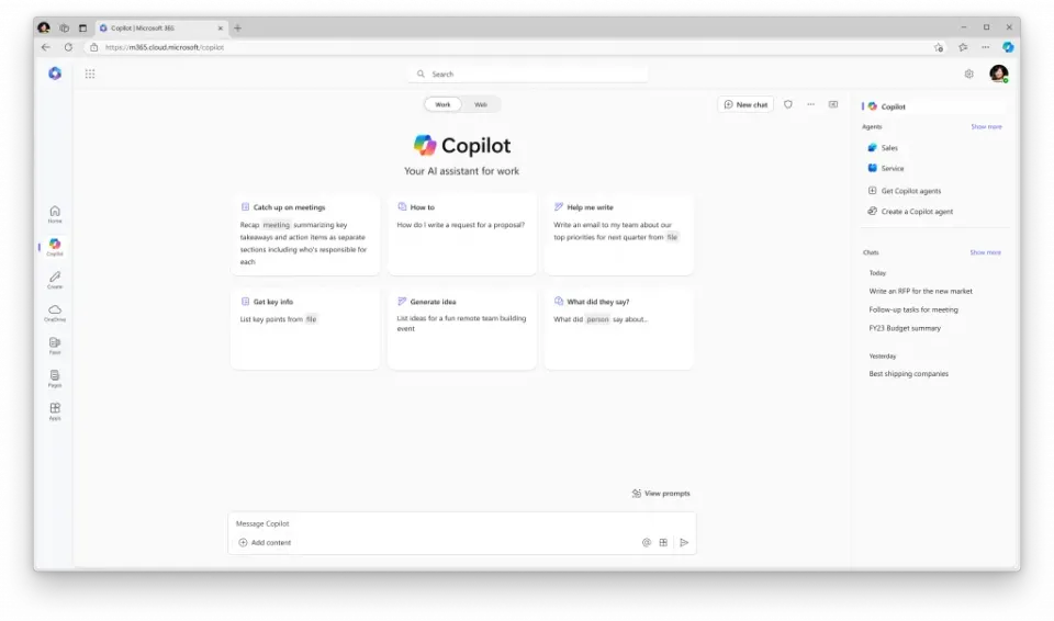 the dashboard for Microsoft 365 Copilot