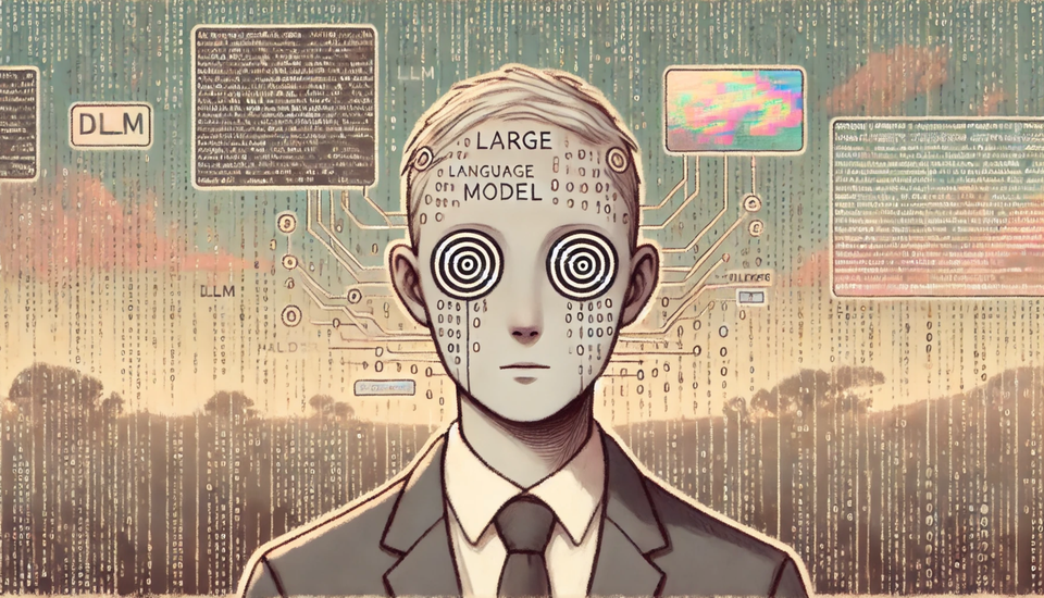 ChatGPT's rather creepy depiction of a not-very-clever LLM experiencing a hallucination 