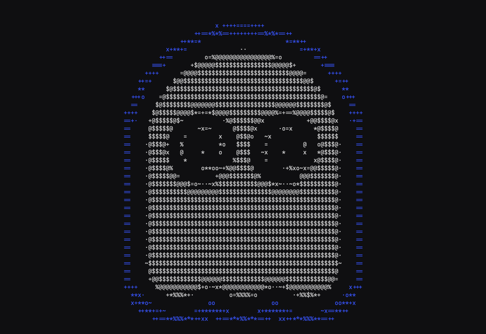 a promotional image for Ghostty, a new terminal emulator, made of ASCII text in the shape of a ghost.