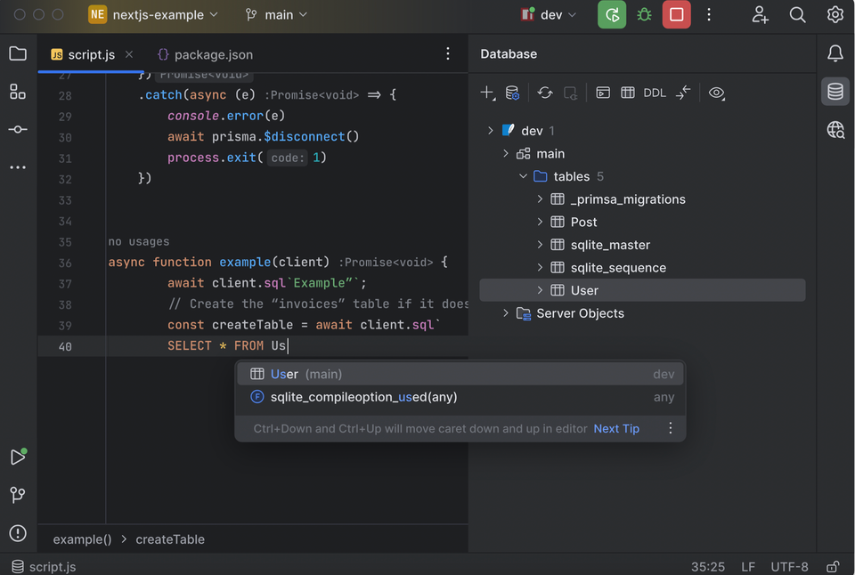 a screenshot of a javascript application under development in jetbrains' IDE