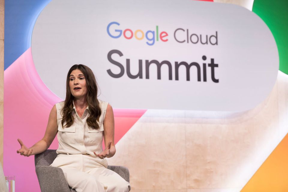 Starling Bank CIO Harriet Reesspeaks on stage at the Google Cloud Summit in London