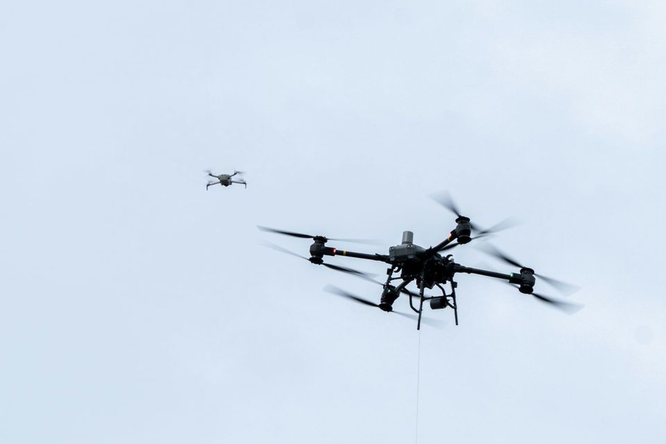 Two drones in flight. Europol is concerned about its ability to counter criminal drone use