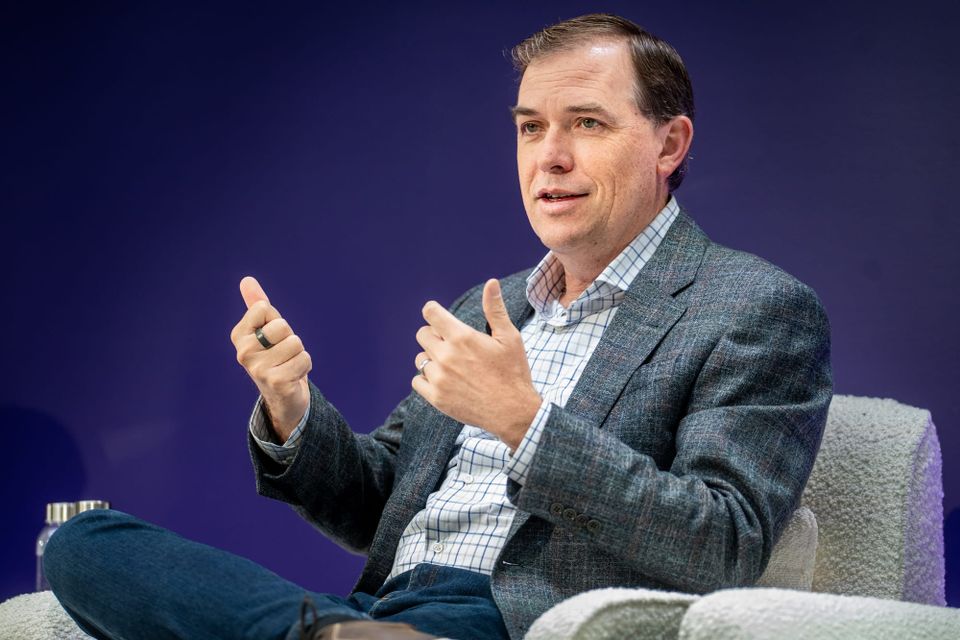 AWS CEO Matt Garman discusses the company's new partnership with OpenAI on stage in San Francisco at an event.