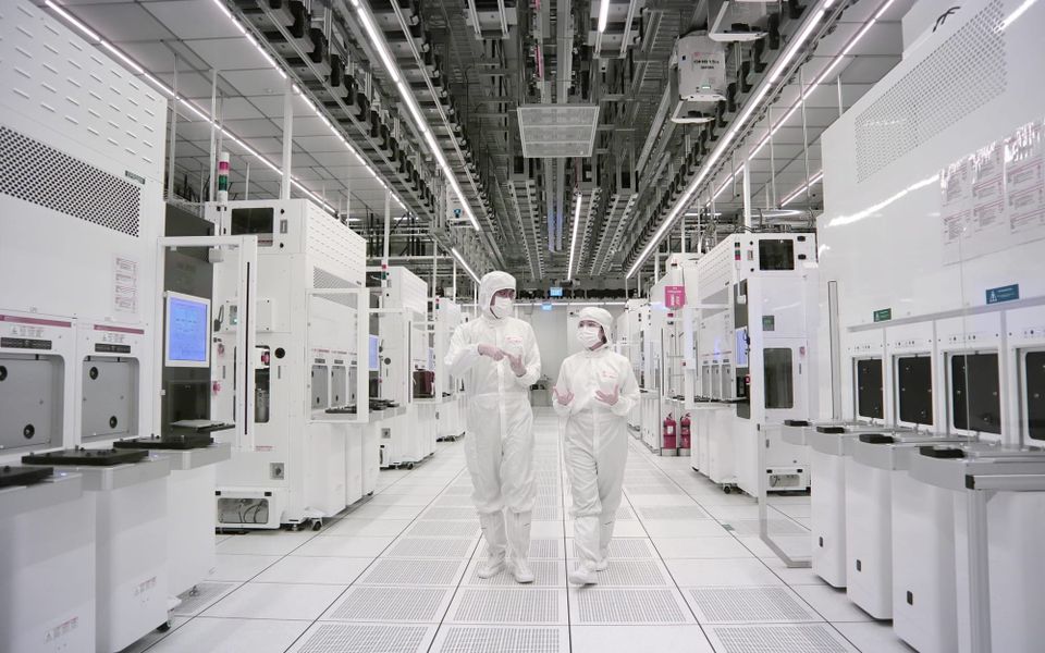 The inside of a GlobalFoundries manufacturing facility in Singapore.