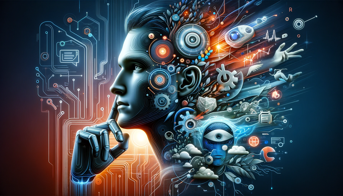Graphical representation of AI interacting through multimodal communication