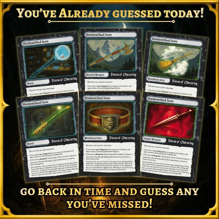 Daily Guess Backlog is Live! Go back in time and guess the items you missed!