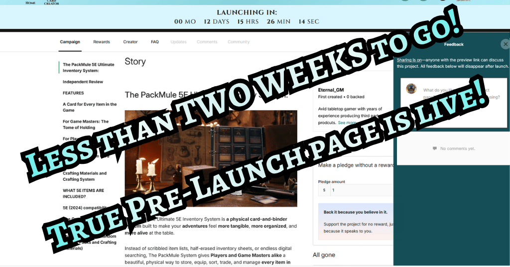 Less Than Two Weeks to Launch