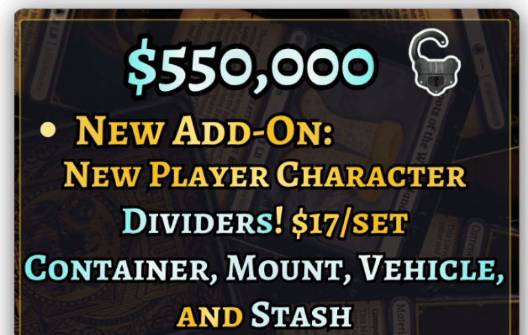 $550k Stretch Goal! New PC Dividers! And ep. 2 of the One Shot!