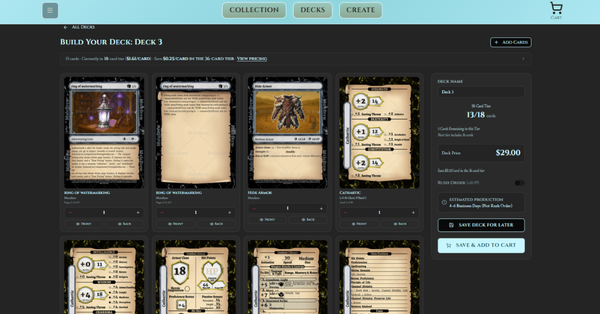 MuleBrew Card Creator: Card Ordering Frontend Complete