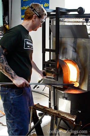 Glassblowing lesson at Harmony Glassworks in California