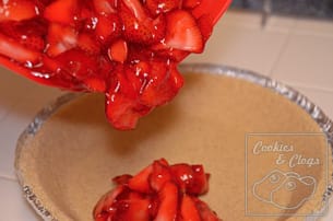 Strawberry glaze graham pie crust with cool whip