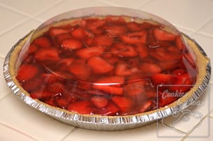 Strawberry glaze graham pie crust with cool whip