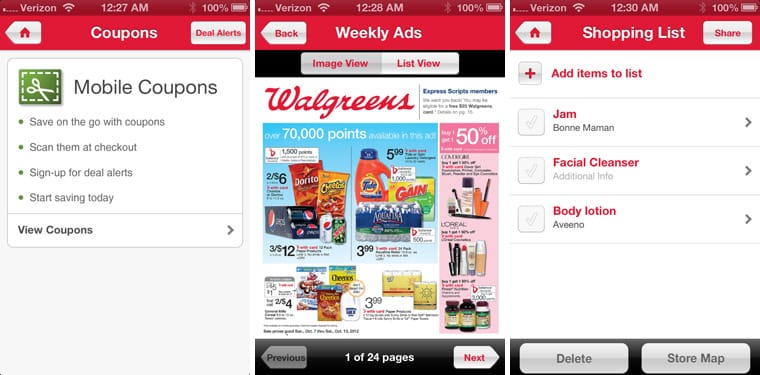 Walgreens Mobile Smartphone App Weekly Ad Shopping List Coupons #BalanceRewards #Cbias