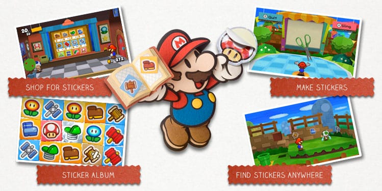 Paper Mario Sticker Star RPG game for Nintendo 3DS with Super Mario characters Paper Mario Sticker Star RPG game for Nintendo 3DS with Super Mario characters
