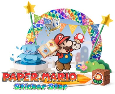 Paper Mario Sticker Star RPG game for Nintendo 3DS with Super Mario characters Logo Paper Mario Sticker Star RPG game for Nintendo 3DS with Super Mario characters Logo