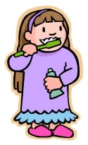 Little Girl Brushing Her Teeth