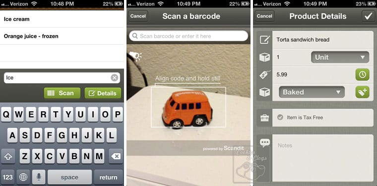 Out of Milk Grocery Shopping List Smartphone App