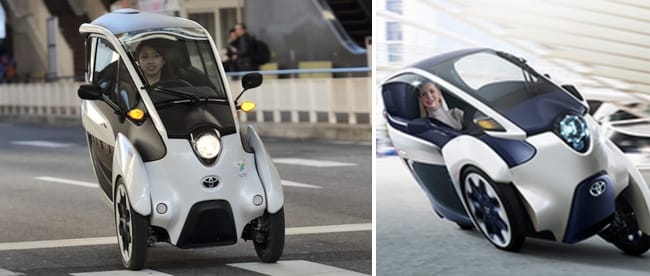 Toyota i-ROAD compact 3-wheel electric vehicle (EV) in use in Toyota City, Japan