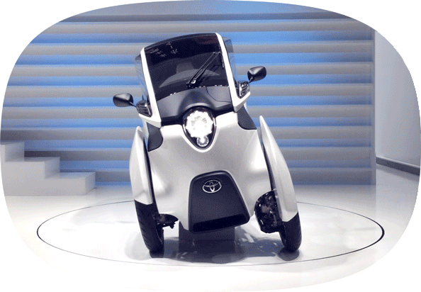 Toyota i-ROAD compact 3-wheel electric vehicle (EV) in use in Toyota City, Japan
