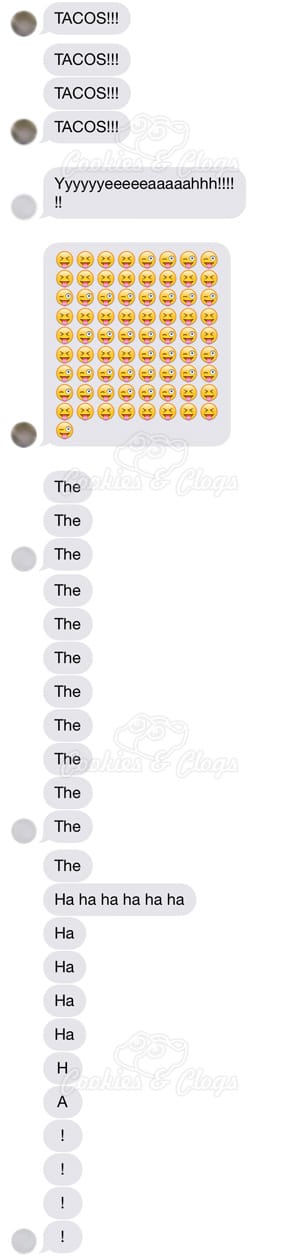 Silly teen text message thread