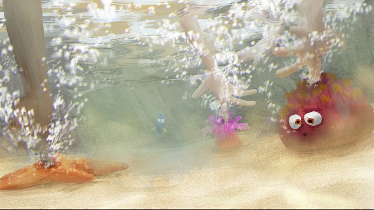 Movies | Entertainment | The written script for Finding Dory went from words on a page to a full-length feature thanks to storyboarding. Find out what a storyboard is and how it is used in the animated film production of this Disney / Pixar movie in this interview with Co-Director Angus MacLane and Story Supervisor Max Brace.