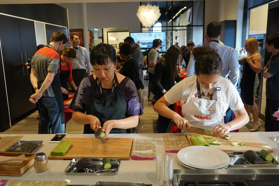 Cookies & Clogs | Travel | Hotels | During the J-POP Summit 2016 event with Mazda, my family and I were able to explore Japantown in San Francisco, CA and some of the Japanese culture. We were able to learn how to make sushi like California Rolls and Rainbow Rolls from Chef Kaz at the Miele Experience Center.