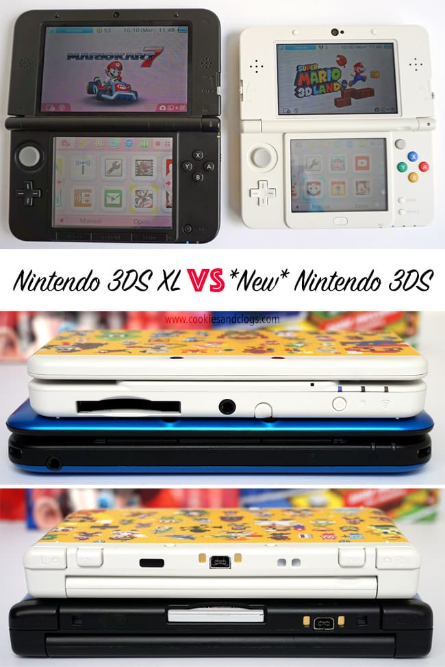 Cookies & Clogs | Video Games | TheSuper Mario 3D Land Edition New Nintendo 3DS is now available with two sets of faceplates. How does the "new" version compare with the older one? See this New Nintendo 3DS review to see if this new model is worth an upgrade. Also look at the comparison of size with the XL version.