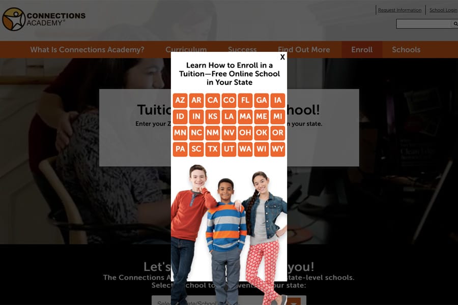 Connections Academy virtual school enrollment states