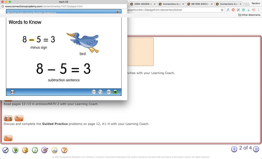 Connections Academy of California virtual school sample page