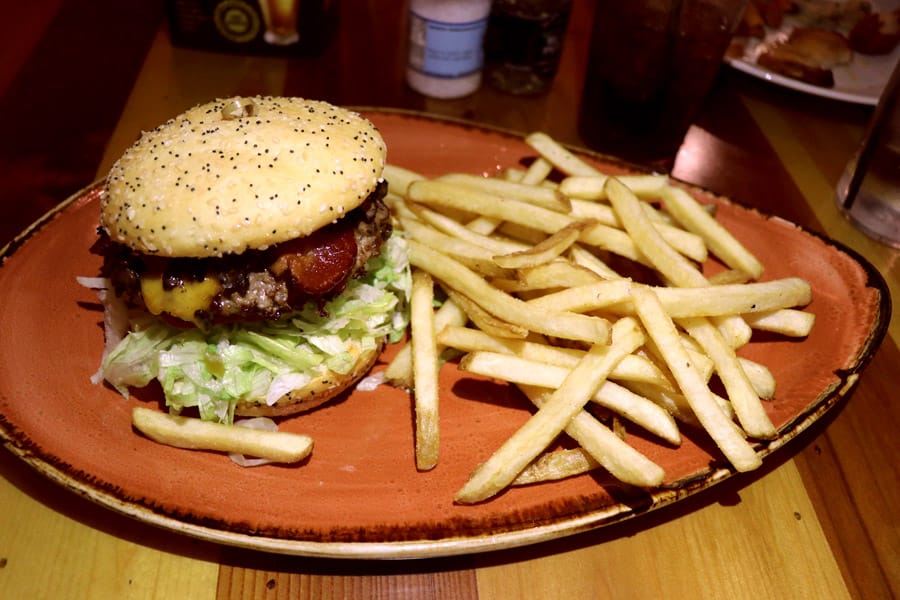 Cookies & Clogs | Great Wolf Lodge in Garden Grove, CA indoor water park review with information on activities, dining, lodging, shopping, and more. Gluten free burger and fries.